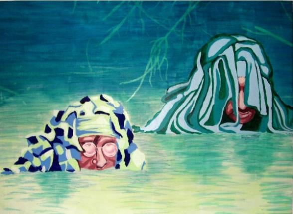 "in the marshland",  2003, acrylic,  135 x 100 cm