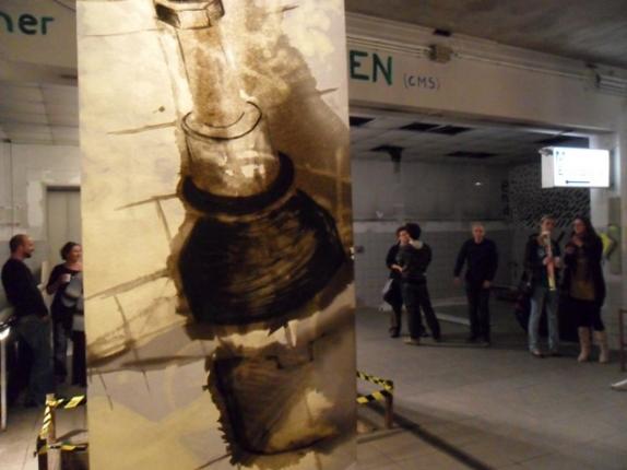 Komponent 1., used engine oil on paper, Museum der Ersatzteile / museum of spare parts /, 2011
KNH Basislokal Wien 17.