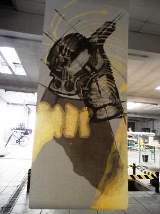 Komponent 4., used engine oil on paper, Museum der Ersatzteile / museum of spare parts /, 2011
KNH Basislokal Wien 17.