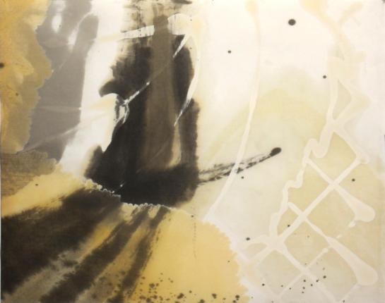 series "out of order", 2011, used engine oil on paper, 77 x 60 cm 