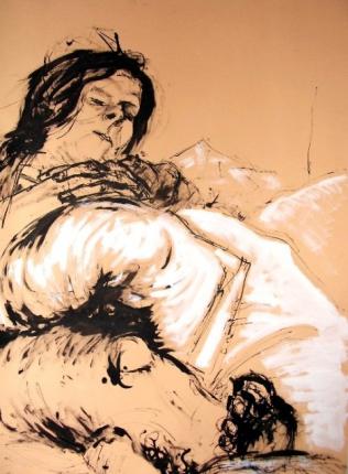 "sleeping 1", ink + acrylic,  A1