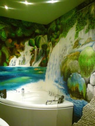 "waterfall",  oil,  bathroom
