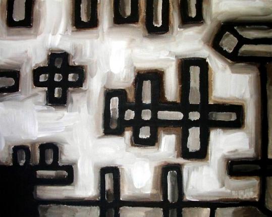 A.D. cycle 10,  2003,  acrylic + sepia,  40 x 50 cm