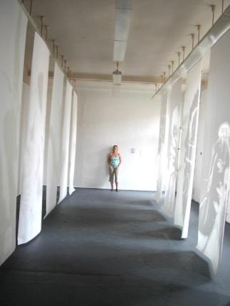 "in side",  2005,  sunflower oil on paper,  325 x 125 cm,  12 elements