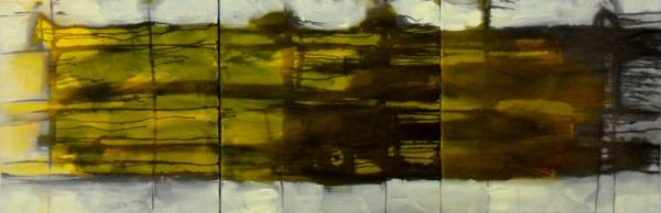"extension", 2011, used engine oil and acrylic on canvas, 150 x 50 cm