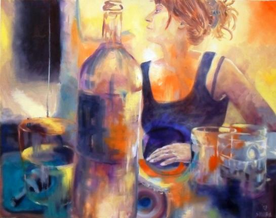 "Ivonne with bottle", 2013, oil on canvas, 100 x 80 cm
